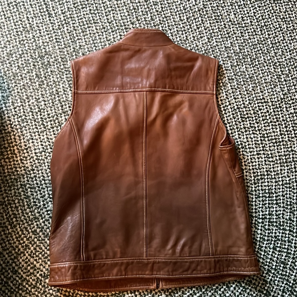 Coldwater Creek 100% real leather brown vest - Picture 3 of 6